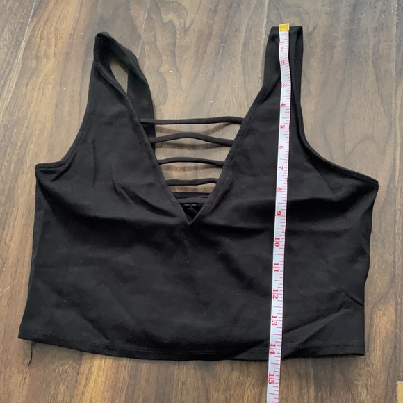 Black Forever 21 Cropped Tank Top V Neck - Picture 5 of 7